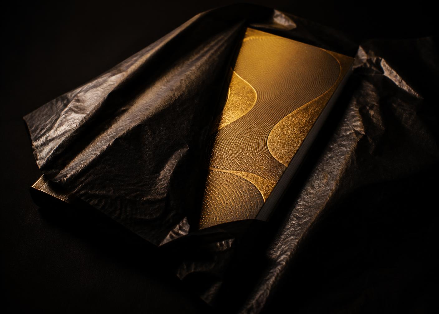 The first edition of NIKAN Live, partially unwrapped from black tissue paper